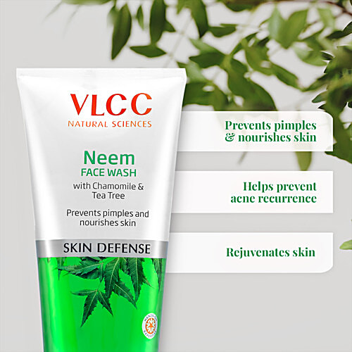 VLCC Neem Face Wash, Fights Acne & Pimples, 150 ml (Buy 1 Get 1 Free) Prevents Pimples & Nourishes Skin