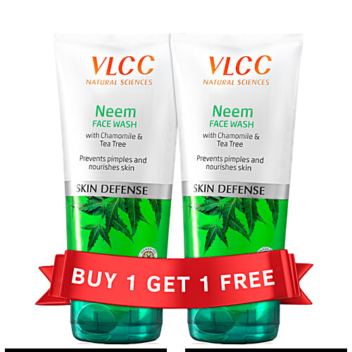 VLCC Neem Face Wash, Fights Acne & Pimples, 150 ml (Buy 1 Get 1 Free) Prevents Pimples & Nourishes Skin