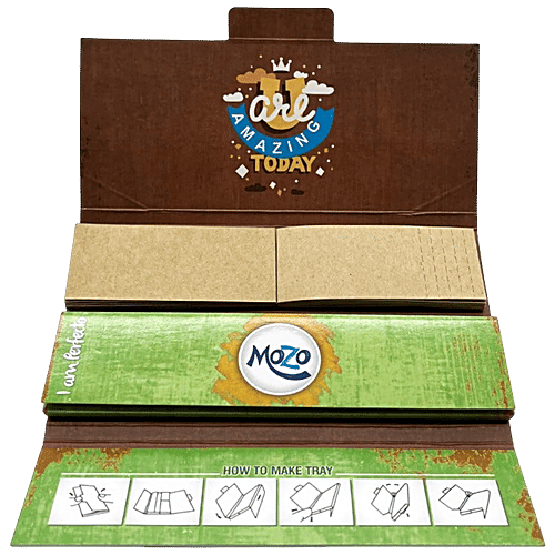 Bongchie Mozo 3 In 1 Unbleached Rolling Papers - With Leaves Filters & Tray, 1 pc (32 Papers + 32 Filters) Natural Arabic Gum, King Size Slim