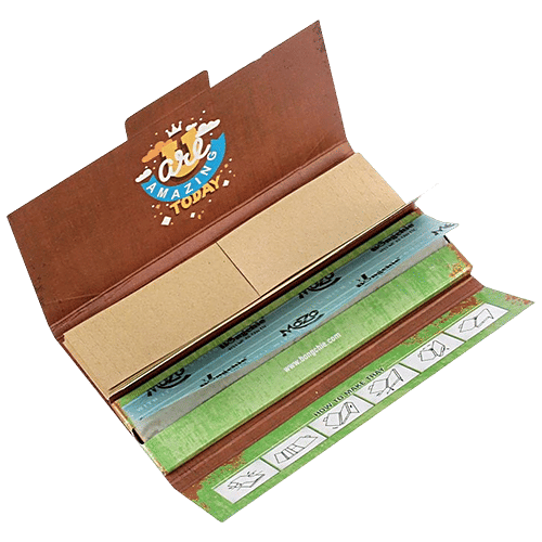 Bongchie Mozo 3 In 1 Unbleached Rolling Papers - With Leaves Filters & Tray, 1 pc (32 Papers + 32 Filters) Natural Arabic Gum, King Size Slim