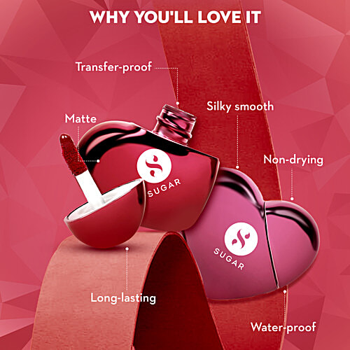 Sugar Cosmetics La La Love 18HR Liquid Lipstick, 15 ml (Set of 3) 01 Cherry Crush, 02 Scarlet Smitten, 04 Mauve Mack Transfer Proof, Matte, Long-lasting