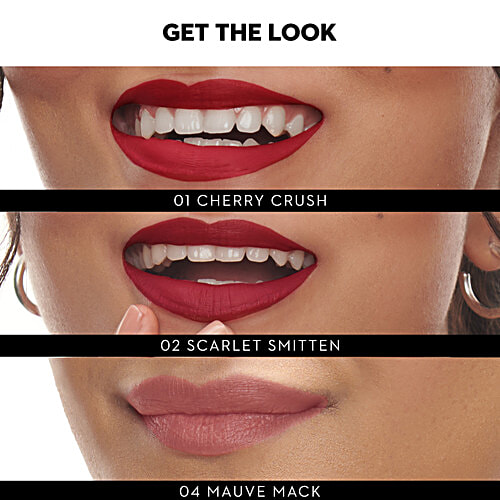 Sugar Cosmetics La La Love 18HR Liquid Lipstick, 15 ml (Set of 3) 01 Cherry Crush, 02 Scarlet Smitten, 04 Mauve Mack Transfer Proof, Matte, Long-lasting