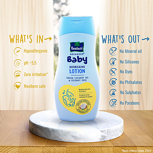 Parachute Advansed Baby Lotion For New Born Babies - Doctor Certified, Virgin Coconut Oil & Coconut Milk, Ph 5.5, 410 ml  Moisturises For 24 Hours, Protects From Redness & Rashes