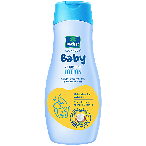 Parachute Advansed Baby Lotion For New Born Babies - Doctor Certified, Virgin Coconut Oil & Coconut Milk, Ph 5.5, 410 ml  Moisturises For 24 Hours, Protects From Redness & Rashes