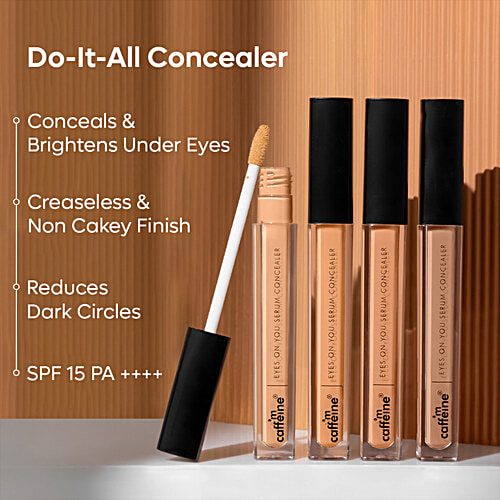 mCaffeine Eyes On You Serum Concealer, 5 ml Almond Milk SPF 15 PA++++, Suits All Skin Types, 100% Vegan, Paraben and Silicone Free