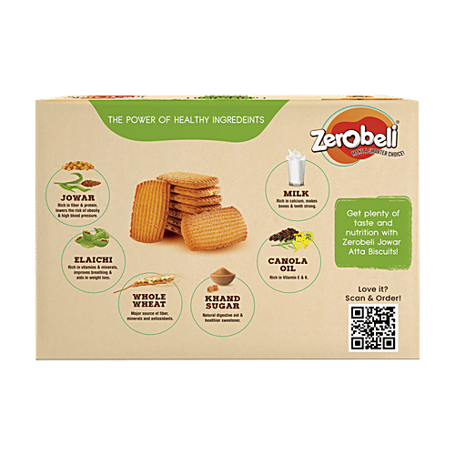 Zerobeli Premium Jowar Atta Biscuits With Elaichi, 375 g Delicious
