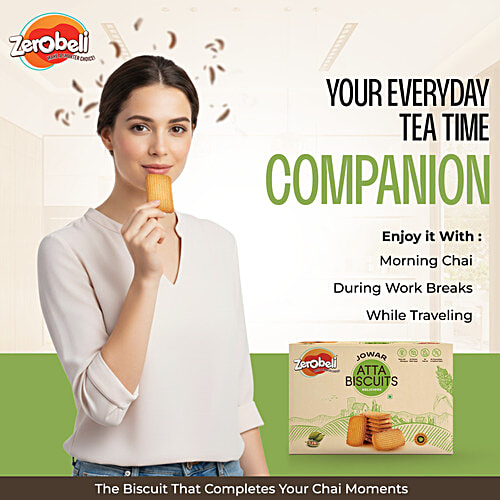 Zerobeli Premium Jowar Atta Biscuits With Elaichi, 375 g Delicious
