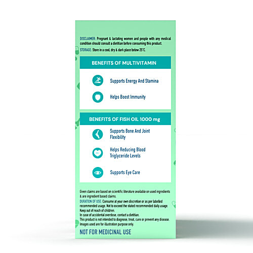 Healthkart HK Vitals Multivitamin Tablets & Fish Oil Capsules Combo For Women & Men, 120 pcs (60 + 60 pcs)