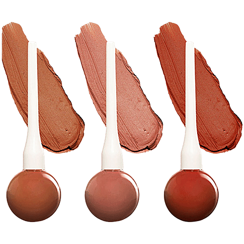 Blue Heaven Candy Crush Non-Transfer Matte Lip Color - Brown Nudes, 10 ml (Pack of 3) Intense Matte Finish, Intense Pigment