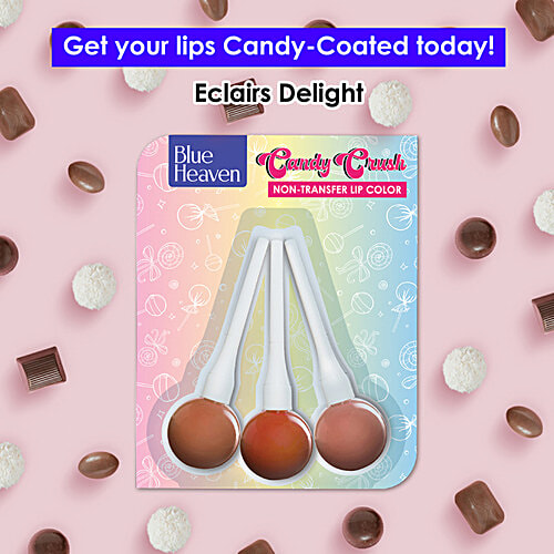 Blue Heaven Candy Crush Non-Transfer Matte Lip Color - Brown Nudes, 10 ml (Pack of 3) Intense Matte Finish, Intense Pigment