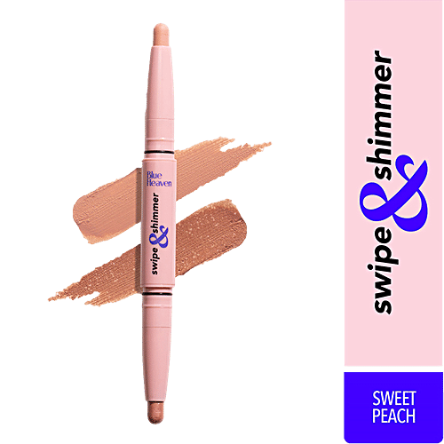 Blue Heaven Swipe & Shimmer Extreme Hold Eyeshadow Stick, 2.2 g Sweet Peach Smudge Proof, Infused With Primer