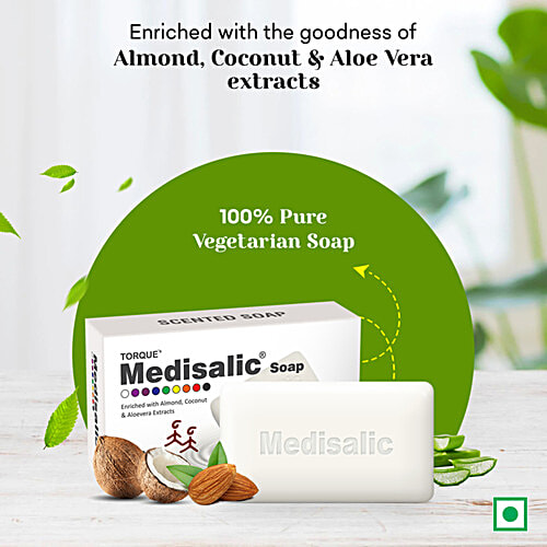 Medisalic Premium Bathing Soap - Almond, Coconut & Aloe Vera Extracts, 100 g