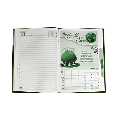 Gravity New Year Diary 2024 - Chief Sized, Hardbound, Model ART-51 Go Green - 1Dt, M/c With Planner, 1 pc