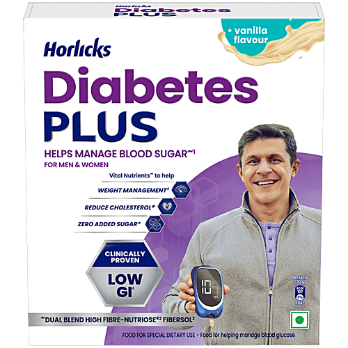 Horlicks Diabetes Plus, Vanilla - Helps Manage Blood Sugar, 200 g  Helps Manage Blood Sugar, Low GI, Zero Added Sugar
