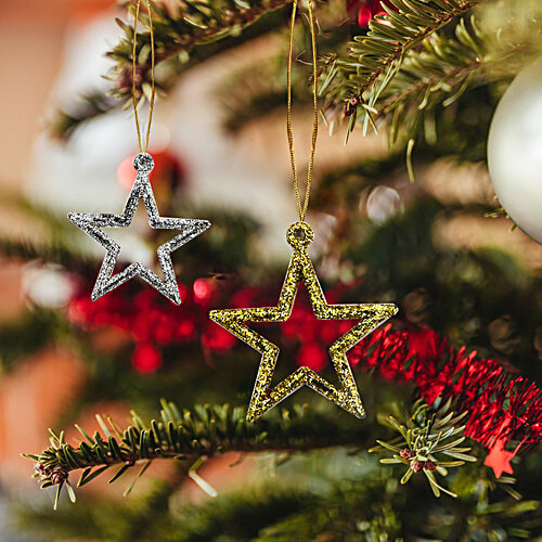 Kostume Acrylic Glitter Star Hanging, For Christmas Tree, Home Decoration, 6 pcs  Acrylic Glitter Stars
 Versatile Decoration