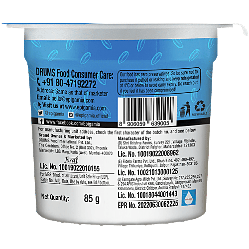 Epigamia  Greek Yogurt - With Oats & Seed Mix, Chia, Amaranth & Flax Seeds, 85 g  With Chia Amaranth & Flax Seeds, High Protein