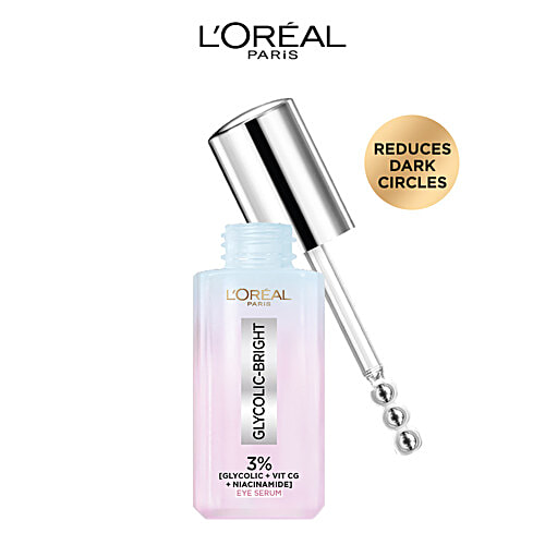 L'Oreal Paris Glycolic Bright Dark Circle Eye Serum With 3% Glycolic + Vit Cg + Niacinamide, 20 ml