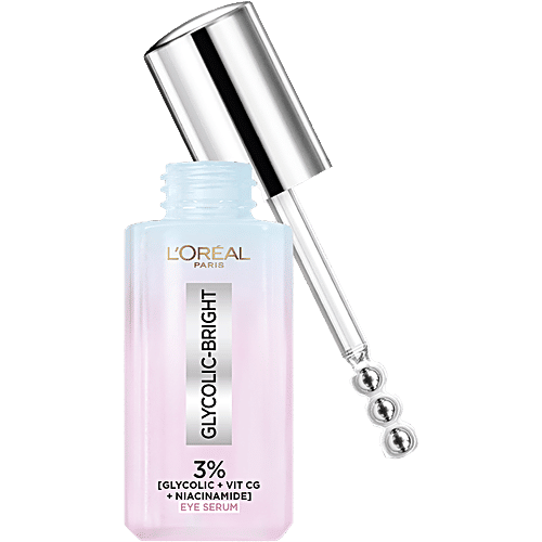 L'Oreal Paris Glycolic Bright Dark Circle Eye Serum With 3% Glycolic + Vit Cg + Niacinamide, 20 ml