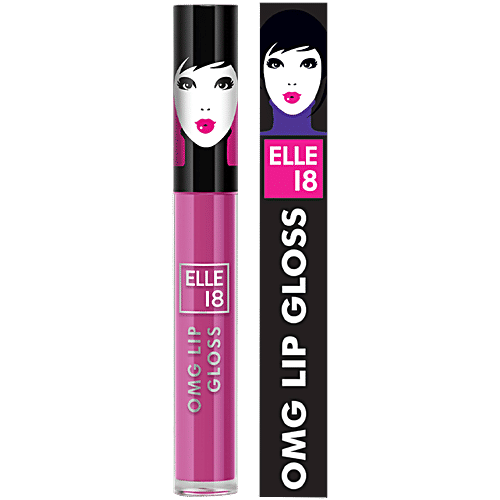 Elle 18 OMG Lip Gloss, Rose All Day, Moisturising, Non-Sticky, Light Weight, With Jojoba Oil, 2.5 ml Pink-A-Licious 