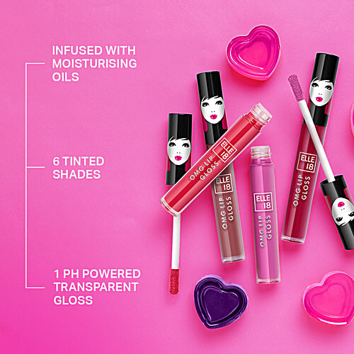Elle 18 OMG Lip Gloss - Moisturising, Non-Sticky, Light Weight, With Jojoba Oil, 2.5 ml Brownie Babe 