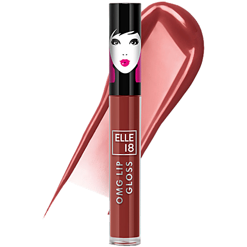 Elle 18 OMG Lip Gloss - Moisturising, Non-Sticky, Light Weight, With Jojoba Oil, 2.5 ml Brownie Babe 