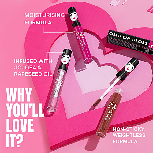 Elle 18 OMG Lip Gloss - Moisturising, Non-Sticky, Light Weight, With Jojoba Oil, 2.5 ml Peachy Pie 