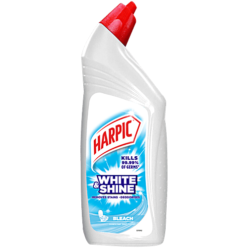 Harpic White & Shine Disinfectant Toilet Cleaner - Liquid Bleach, 1 L  Kills 99.99% Germs
 Removes Stains
 Whitens Toilet
