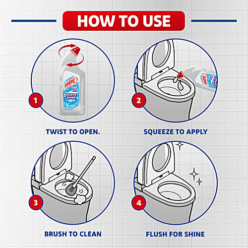 Harpic White & Shine Disinfectant Toilet Cleaner - Liquid Bleach, 1 L  Kills 99.99% Germs
 Removes Stains
 Whitens Toilet