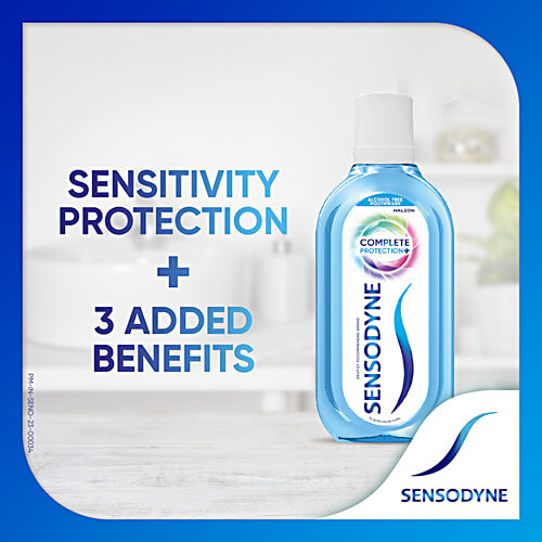 Sensodyne Mouthwash Complete Protection+, Alcohol free Mouth Wash for Sensitivity Protection, Strong teeth, Cavity Protection and lasting freshness, 250 ml All in One Mouthwash, For Sensitivity Protection, Strong teeth and lasting freshness