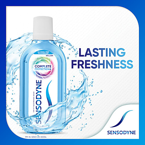 Sensodyne Mouthwash Complete Protection+, Alcohol free Mouth Wash for Sensitivity Protection, Strong teeth, Cavity Protection and lasting freshness, 250 ml All in One Mouthwash, For Sensitivity Protection, Strong teeth and lasting freshness