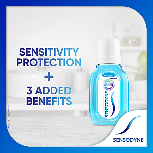 Sensodyne Mouthwash Complete Protection+, Alcohol free Mouth Wash for Sensitivity Protection, Strong teeth, Cavity Protection and lasting freshness, 100 ml All in One Mouth Wash, For Sensitivity Protection, Strong teeth and lasting freshness