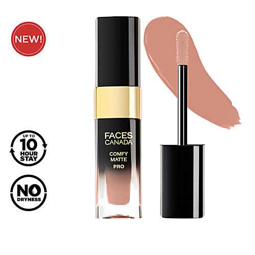 Faces Canada Comfy Matte Pro Liquid Lipstick, 5.5 ml Pecan Brown 10HR Stay, No Dryness