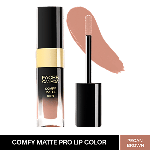 Faces Canada Comfy Matte Pro Liquid Lipstick, 5.5 ml Pecan Brown 10HR Stay, No Dryness