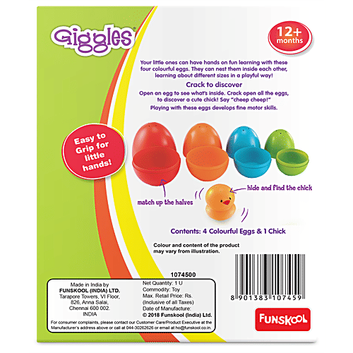 Giggles Plastic Nesting Eggs With A Chick - Assorted Colours, 12+ Months, 1 Pc  Nest And Discover, Helps to Match