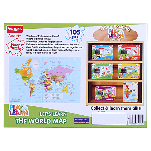 Puzzles  Play & Learn The World Map Puzzle - For 6+ Year Old, 1 pc (105 pcs) Educational