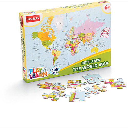 Puzzles  Play & Learn The World Map Puzzle - For 6+ Year Old, 1 pc (105 pcs) Educational