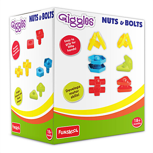 Giggles Nuts & Bolts - Interlocking Educational Blocks, Shape & Colours, 18+ Months, 1 pc  