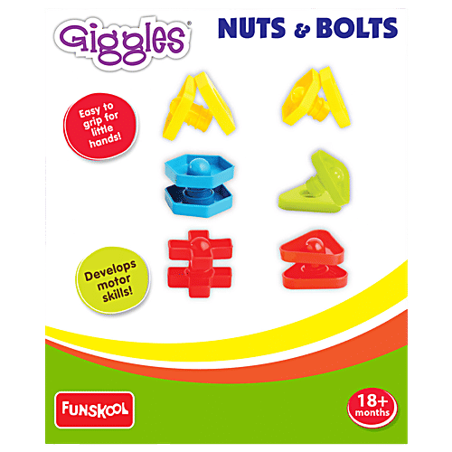 Giggles Nuts & Bolts - Interlocking Educational Blocks, Shape & Colours, 18+ Months, 1 pc  