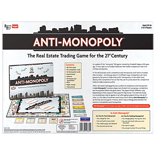 Funskool Anti-Monopoly - The Classic Real Estate Trading Game, 2-6 Players, 1 pc  Classic Real Estate Game
 Unique Twist on Monopoly
 Competitors vs Monopolists