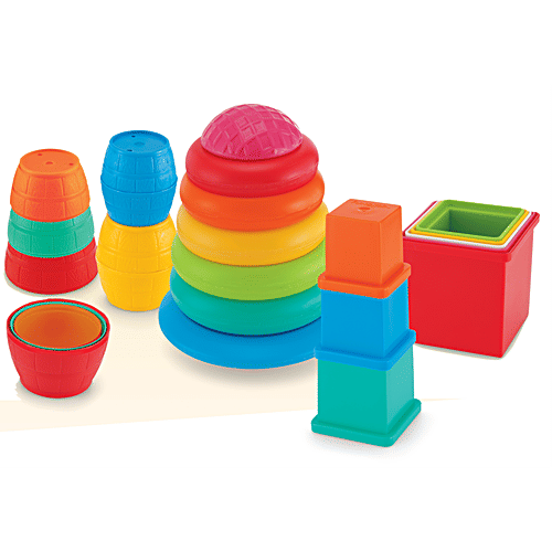Giggles 3 In 1 Stack N Nest Toy Set - Develops Motor Skills, 6+ Months, 1 pc  Stacking Fun
 Develops Motor Skills
 Vibrant Colours
