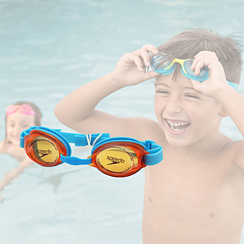 Speedo Jet 2.0 Smoke Tint Anti Fog Lens Swim Goggles - Assorted Colour, 6-14 Years, 1 pc  Adjustable Nose Bridge, Single Head Strap