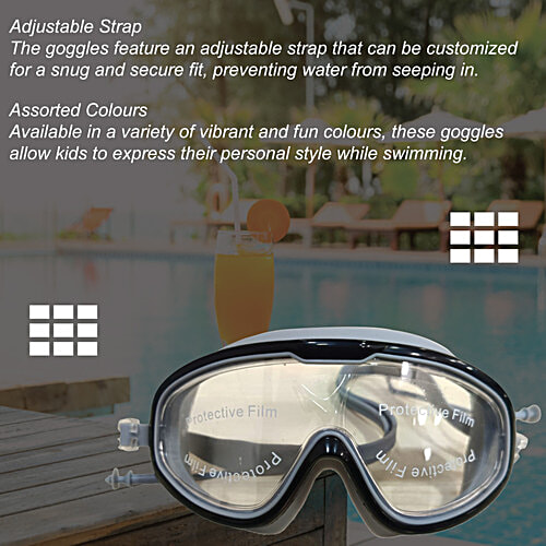 Elan Swimming Goggles - Assorted Colour, 18 x 8 x 7 cm, For Kids Aged 4 To 10 Years, 1 pc  Leak-free Design
 Optimal Comfort