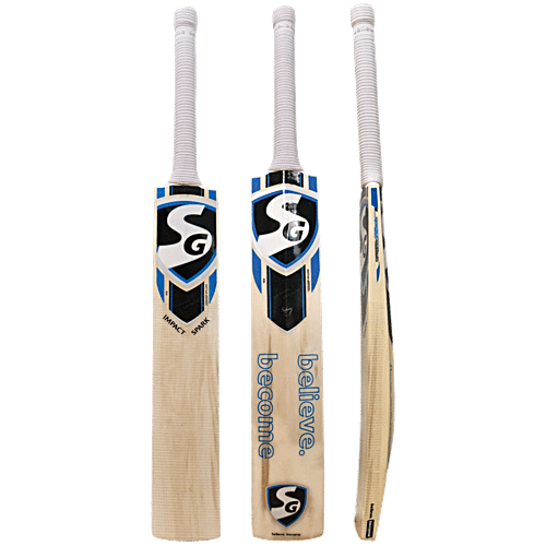 SG Impact Bat Full Natural Kashmir Willow Wood - With Cover Age 12+, 87 x 11 x 4 cm, 1 pc