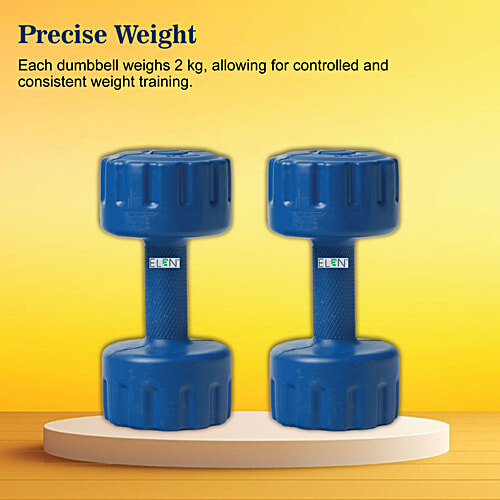 Elan Dumbbell - PVC, Assorted Colour, 2 kg, 1 pc  Durable Construction
 Versatile Exercise Tool
 Compact Design
 Comfortable Grip