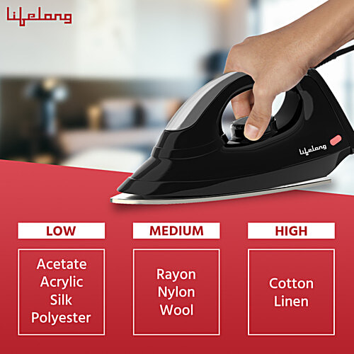 Lifelong 1000 Watt Dry Iron - Black, LLDI18, 1 pc  