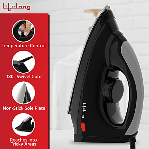 Lifelong 1000 Watt Dry Iron - Black, LLDI18, 1 pc  