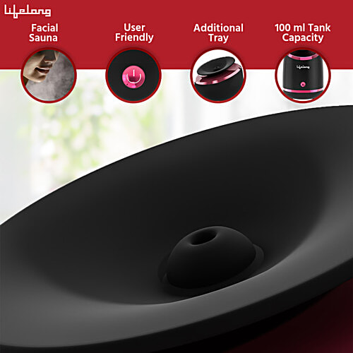 Lifelong Hydrating Facial Steamer - Blackhead Removal Kit, Cleaning Brush, Head Band, 1 Year Warranty, Black, LLS108, 1 pc  Moisturising Face Steamer, Skin Care Home Facial Spa Steamer, For Cough, Cold, Facial