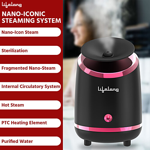 Lifelong Hydrating Facial Steamer - Blackhead Removal Kit, Cleaning Brush, Head Band, 1 Year Warranty, Black, LLS108, 1 pc  Moisturising Face Steamer, Skin Care Home Facial Spa Steamer, For Cough, Cold, Facial