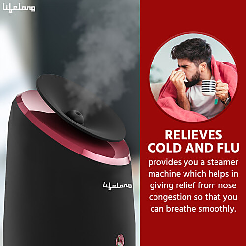 Lifelong Hydrating Facial Steamer - Blackhead Removal Kit, Cleaning Brush, Head Band, 1 Year Warranty, Black, LLS108, 1 pc  Moisturising Face Steamer, Skin Care Home Facial Spa Steamer, For Cough, Cold, Facial