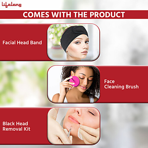 Lifelong Hydrating Facial Steamer - Blackhead Removal Kit, Cleaning Brush, Head Band, 1 Year Warranty, Black, LLS108, 1 pc  Moisturising Face Steamer, Skin Care Home Facial Spa Steamer, For Cough, Cold, Facial